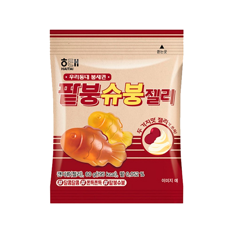 HAITAI Fish Shaped Red Been & Custard Cream Flavor Jelly 60g x 32