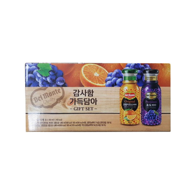 LOTTE CHILSUNG Delmonte Fruit Juice Bottle Set Orange & Grape 180ml x 12p x 4