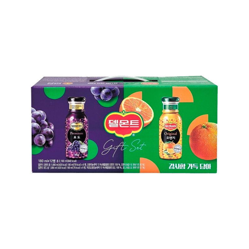 LOTTE CHILSUNG Delmonte Fruit Juice Bottle Set Orange & Grape 180ml x 12p x 4