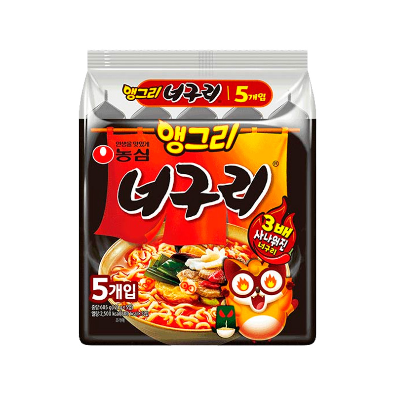 NONGSHIM Angry Raccoon Noodle Triple Spicy 121g x 5p x 8