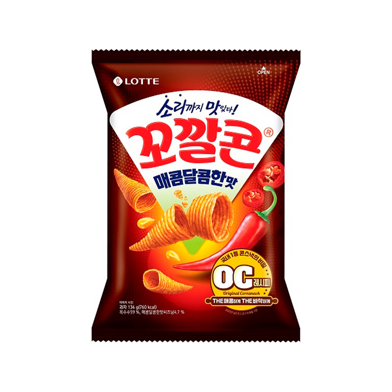 LOTTE Cone Shaped Corn Snack Seafood Spicy Flavor 134g x 12