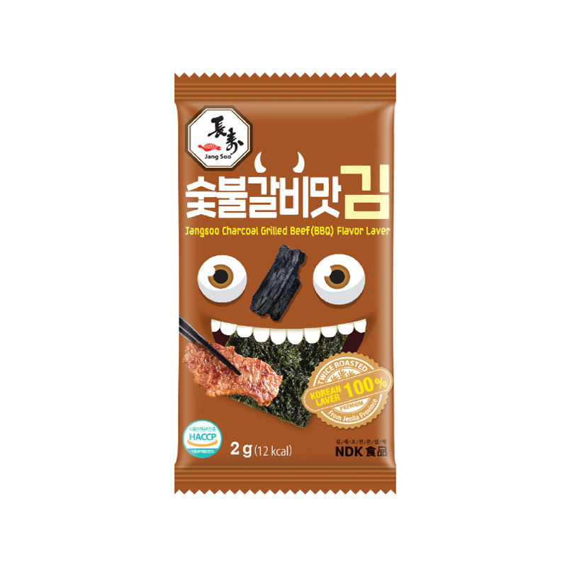 JANGSOO Charcoal Grilled Ribs Flavor Seasoned Laver 2g x 24p x 34