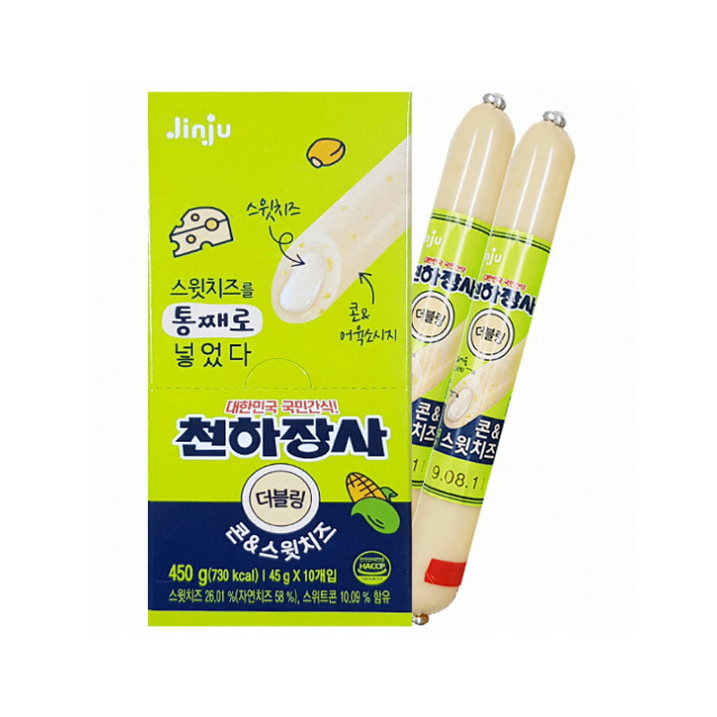 JINJUHAM Chun-Ha-Jang-Sa Double Ring Corn & Sweet Cheese 450g x 12