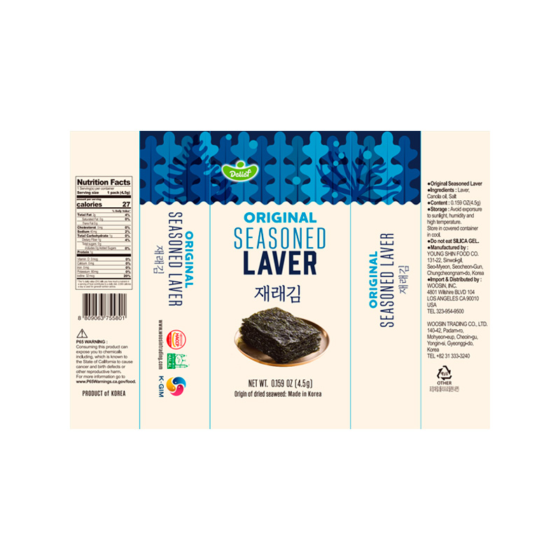 DELIEF Original Seasoned Laver HALAL 4.5g x 3p x 24