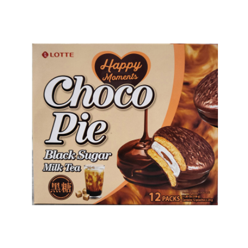 LOTTE Choco Pie Black Sugar Milk Tea 12ea (E) 336g x 8