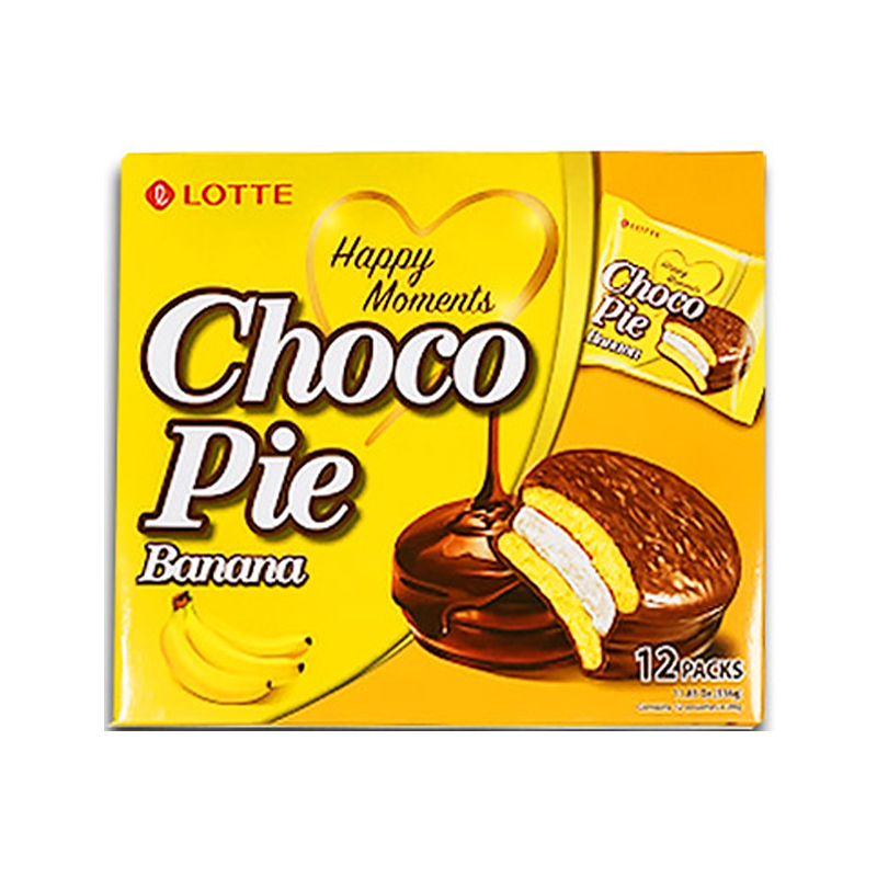 LOTTE Choco Pie Banana 12ea (E) 336g x 8