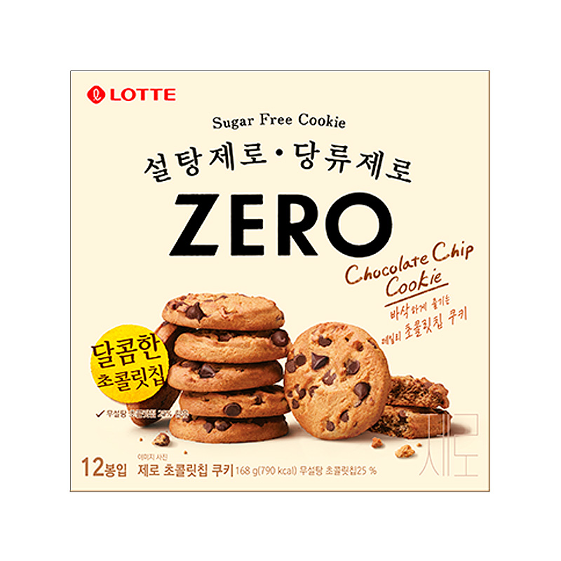 LOTTE Zero Chocolate Chip Cookie 168g x 12