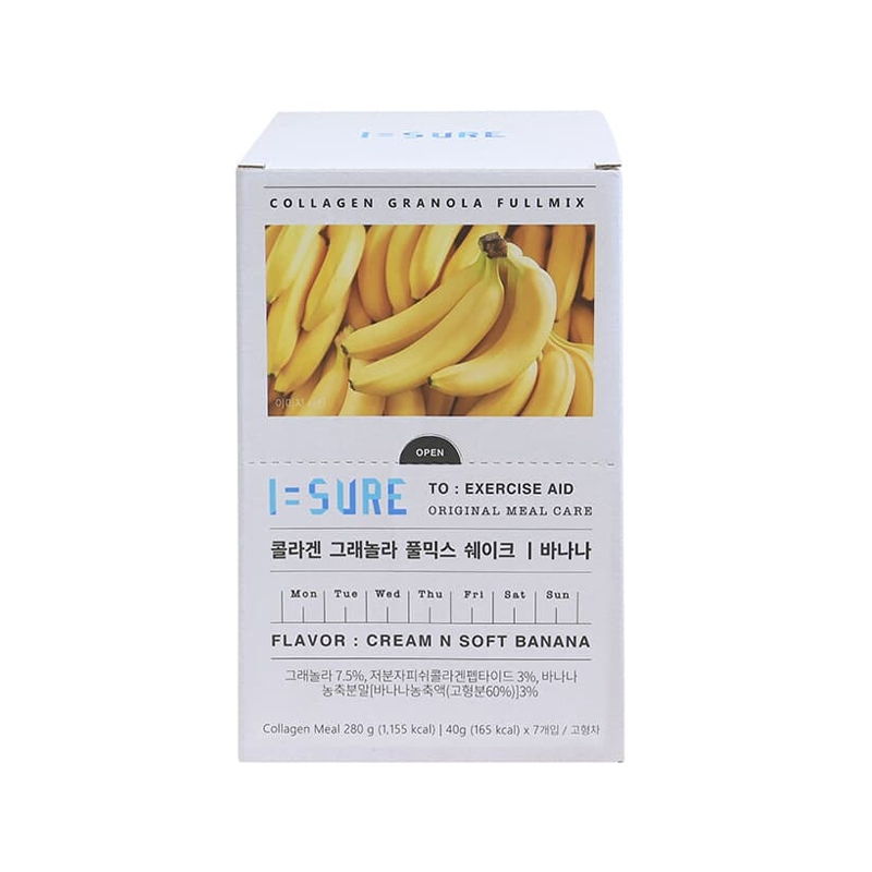 ISURE Collagen Granola Fullmix Shake Banana Powder 40g x 7p x 10