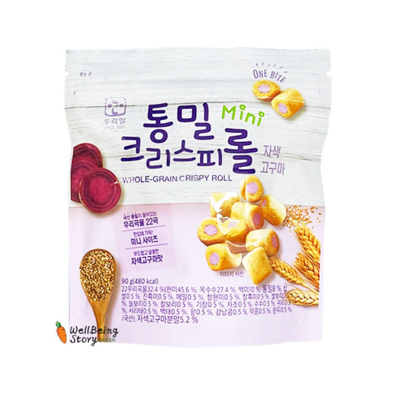 WOORIMIL Whole Grain Crispy Roll Mini Purple Sweet Potato 90g x 30