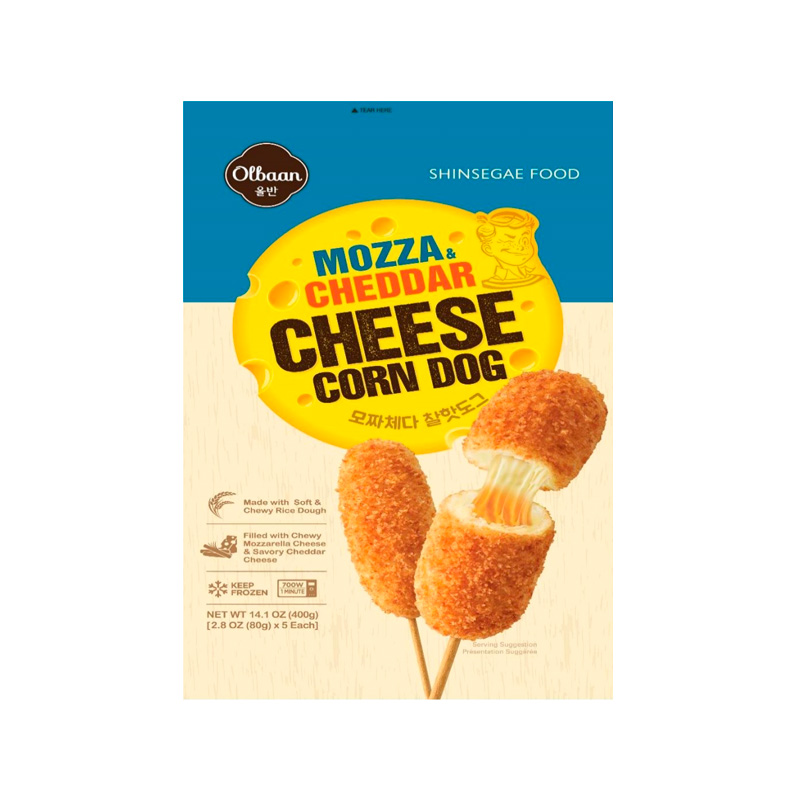 SHINSEGAE FOOD Olbaan Mozza Cheddar Glutinous Rice Hot Dog (F)(E) 80g x 5p x 10