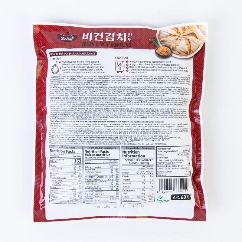 DELIEF Vegan Kimchi Dumplings (V)(F) 330g x 20