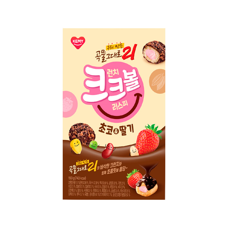 KEMY Korean 21 Grains Stick Crunchy Crispy Ball Choco & Strawberry 150g x 10