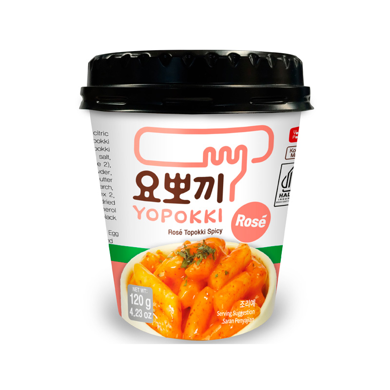 YOUNGPOONG Yopokki Rose Spicy Tteokbokki Cup HALAL 120g x 30