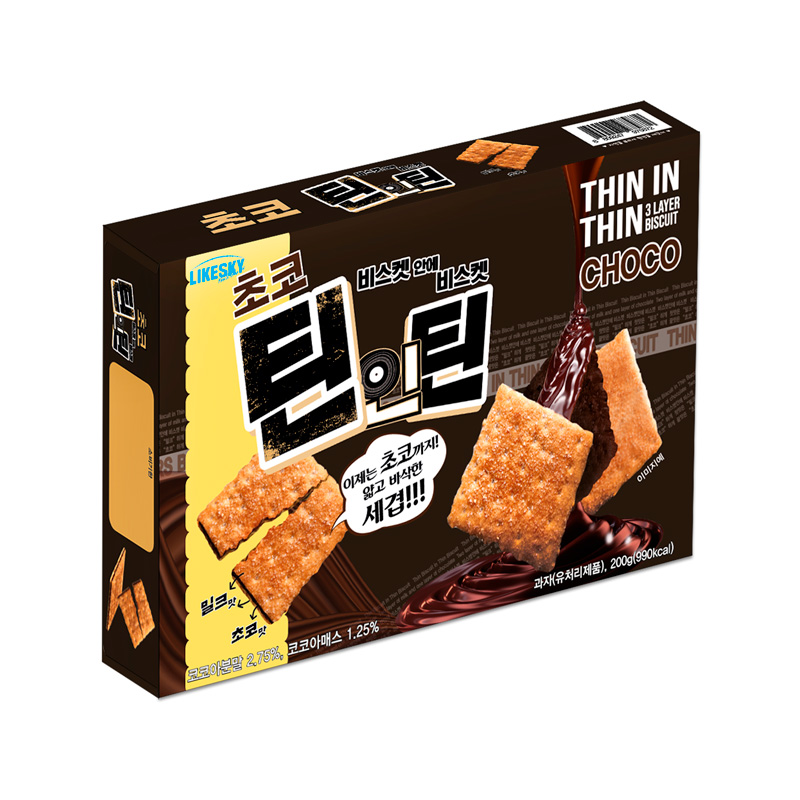 LIKESKY Choco Thin In Thin 3Layer Biscuit 200g x 18