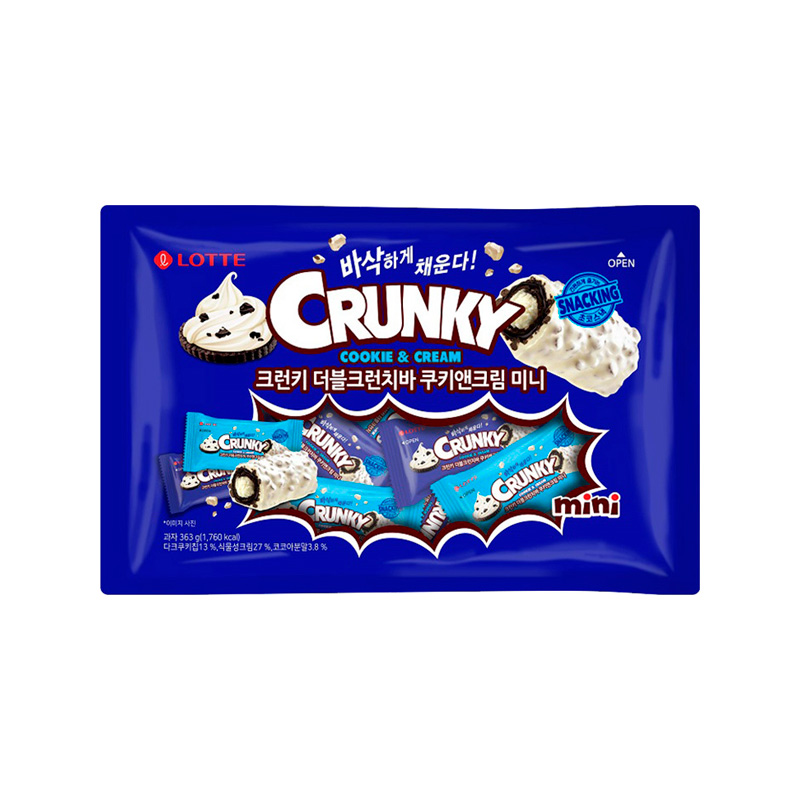 LOTTE Crunky Double Crunch Bar Cookie & Cream Mini 363g x 4