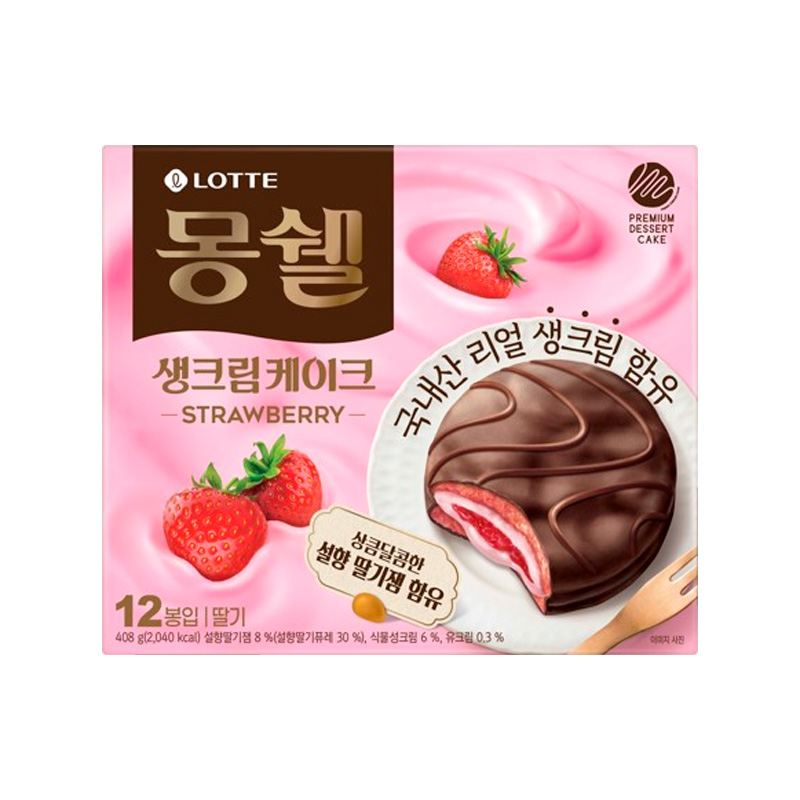 LOTTE Monshell Fresh Cream Strawberry 408g x 8