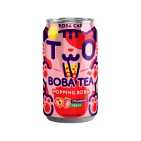 BOBA CAT Popping Strawberry Peach Boba Tea 315ml x 24