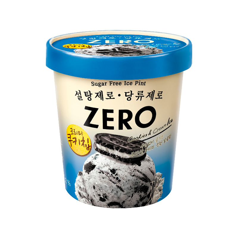 LOTTE Zero Cookies & Cream Ice Pint (F) 474ml x 8