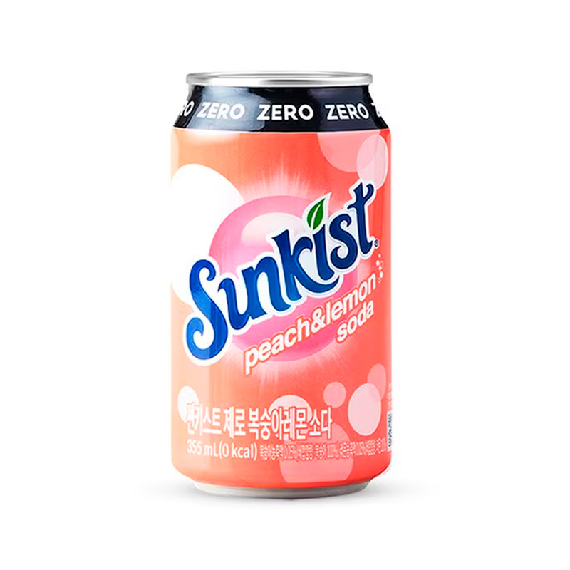 KWANGDONG Sunkist Zero Peach Lemon Soda 355ml x 24