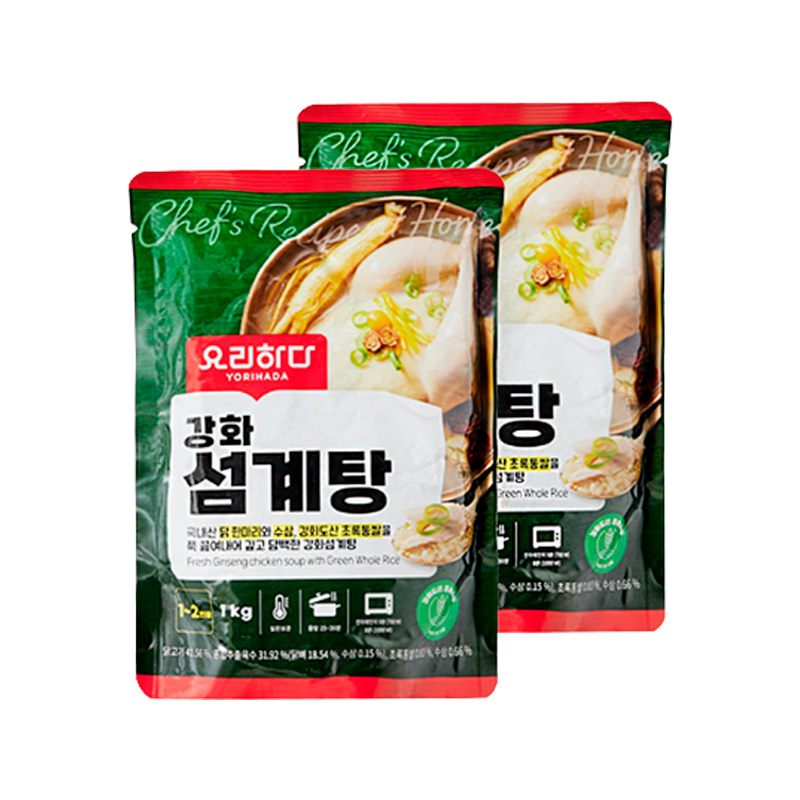 YORIHADA Fresh Ginseng chicken soup with Green Whole Rice 1kg x 2p x 6