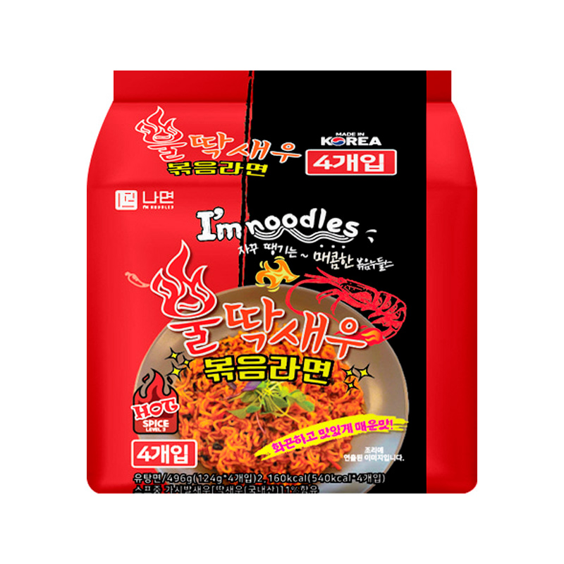 I'M NOODLES Stir-fried Spicy Shrimp Ramen 124g x 4p x 8