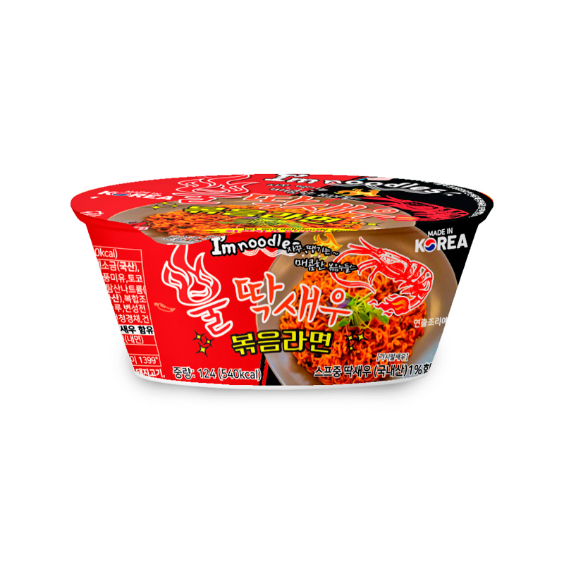 I'M NOODLES Stir-fried Spicy Shrimp Ramen Cup 124g x 12