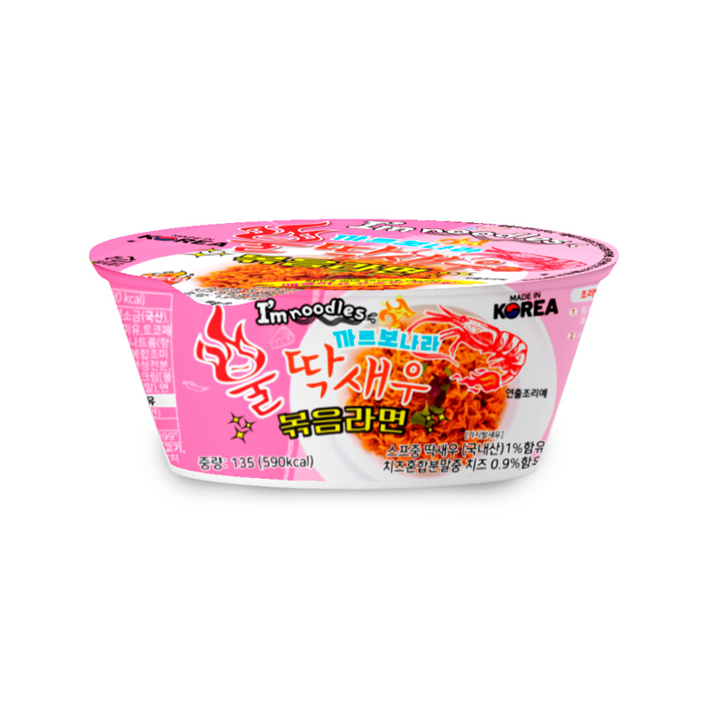 I'M NOODLES Stir-fried Spicy Shrimp Ramen Carbonara Cup 135g x 12