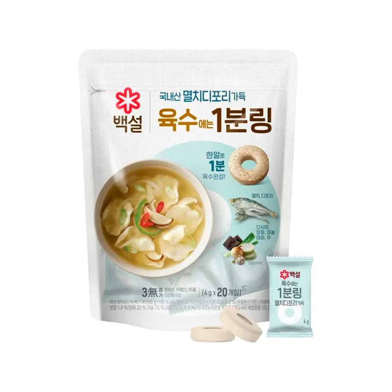 CJ Beksul Anchovy Dried Pollack Broth 1-minute Ring 80g x 20