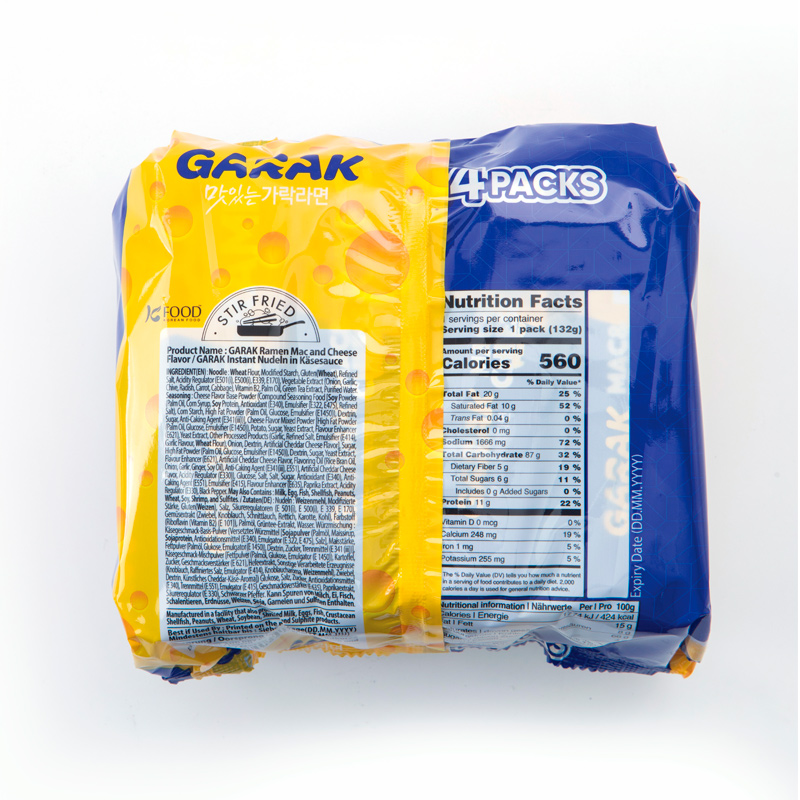 GARAK Mac & Cheese Flavor Stir-Fried Ramen 132g x 4p x 8
