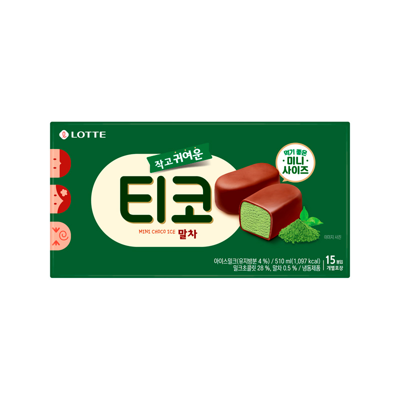 LOTTE Tico Mini Matcha Choco Ice Cream (F) 510ml x 15