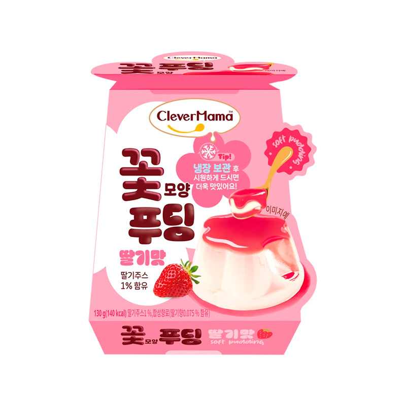 CLEVER MAMA Flower Shaped Strawberry Pudding 130g x 48